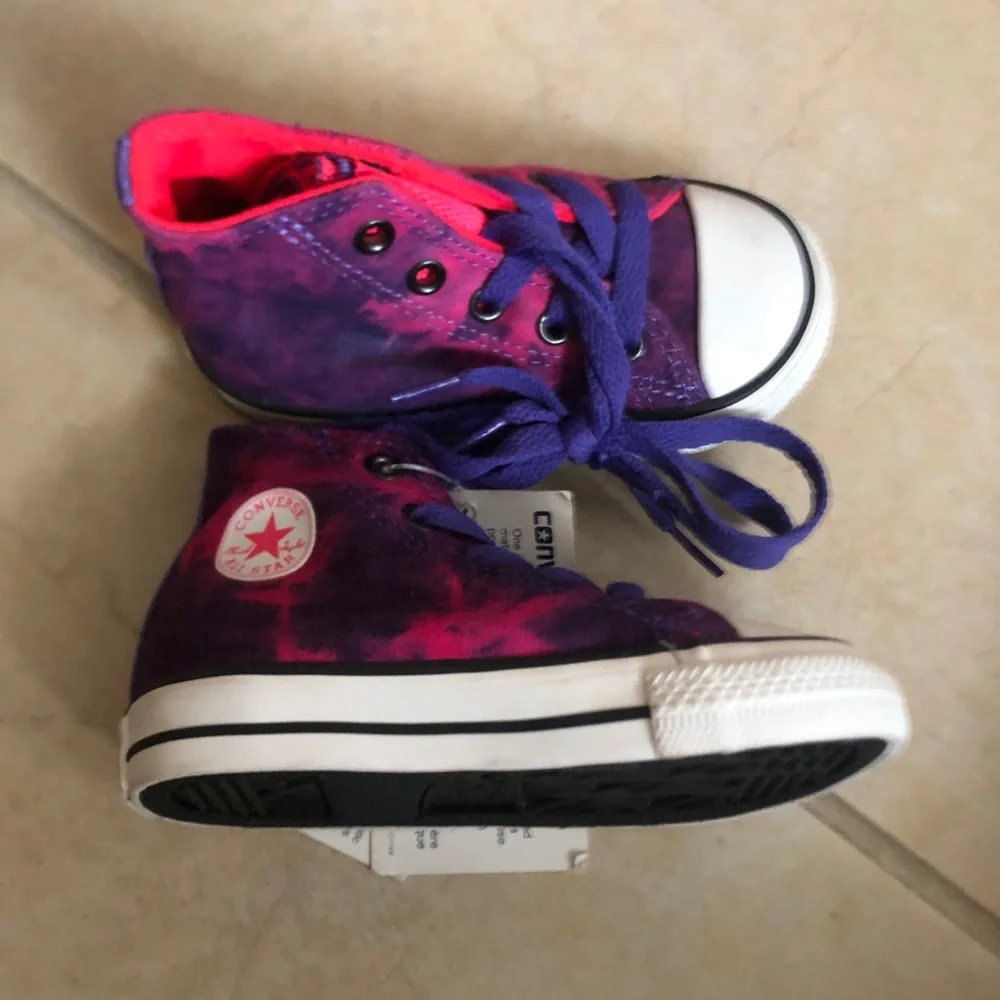 NEW Converse Chuck Taylor All Stars Infant Purple Pink Tie-Dye High Top Sneakers